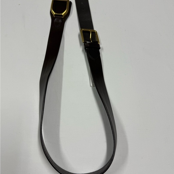 $595 Ralph Lauren Purple Label Italy Brown Gold Stirrup Vachetta Leather Belt - Picture 4 of 13
